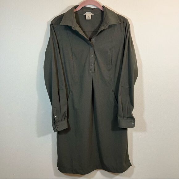 ✨ Duluth Trading Co Women’s Green Collared Long Sleeve Dress XS - Picture 1 of 11